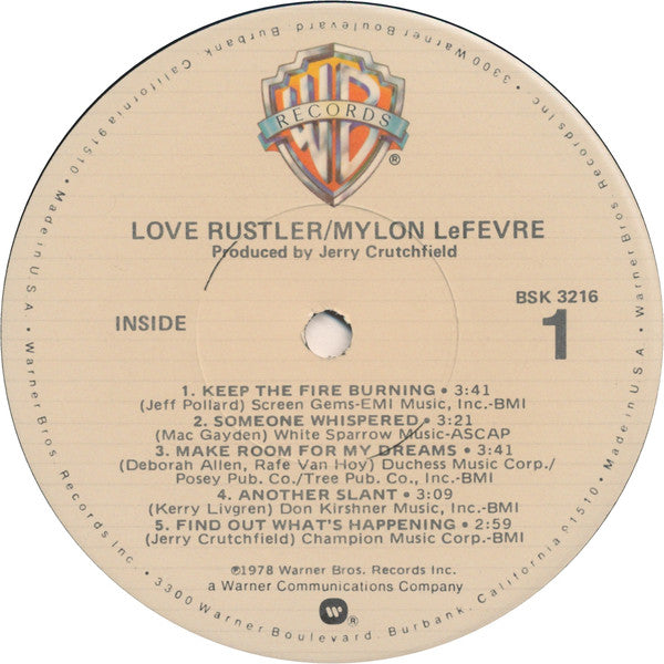 Mylon LeFevre : Love Rustler (LP, Album)