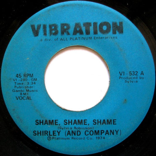Shirley (And Company)* : Shame, Shame, Shame (7", Single)