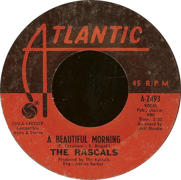 The Rascals : A Beautiful Morning / Rainy Day (7", Single, Styrene, CP )