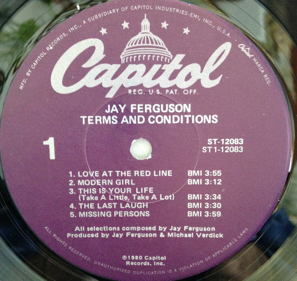 Jay Ferguson : Terms And Conditions (LP, Album, Los)