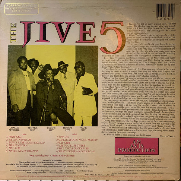 The Jive 5* Featuring Eugene Pitt : Here We Are! (LP, Album, Ter)