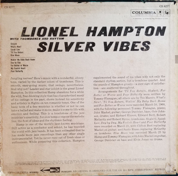 Lionel Hampton : Silver Vibes With Trombones And Rhythm (LP, Album, Non)