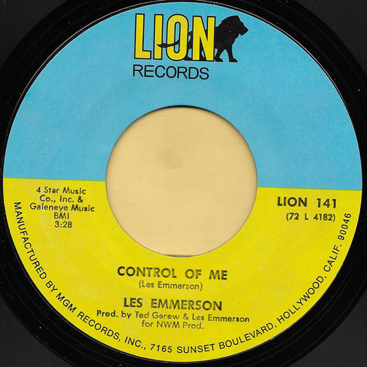 Les Emmerson : Control Of Me / Going Through The Motions (7", Single, Styrene, All)