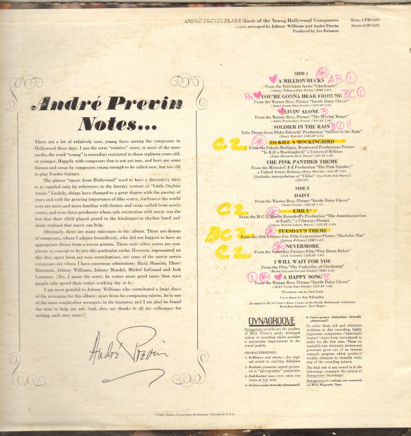 André Previn : André Previn Plays Music Of The Young Hollywood Composers (LP, Hol)