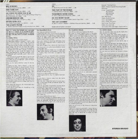 The Statler Brothers : Bed Of Rose's (LP, Album, Phi)