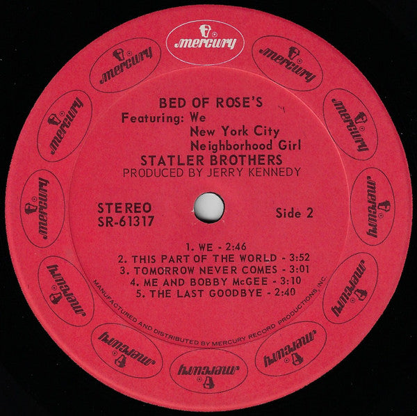The Statler Brothers : Bed Of Rose's (LP, Album, Phi)