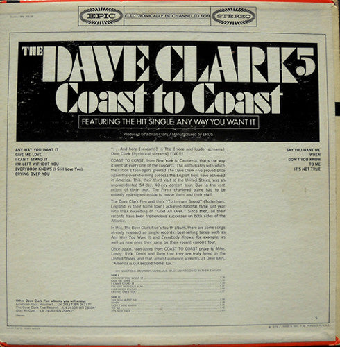 The Dave Clark Five : Coast To Coast (LP, Album)