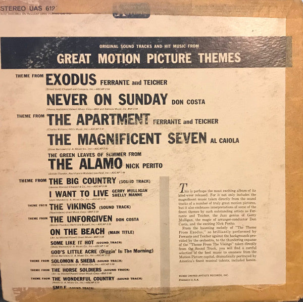 Various : Original Sound Tracks And Hit Music From Great Motion Picture Themes (LP, Comp)
