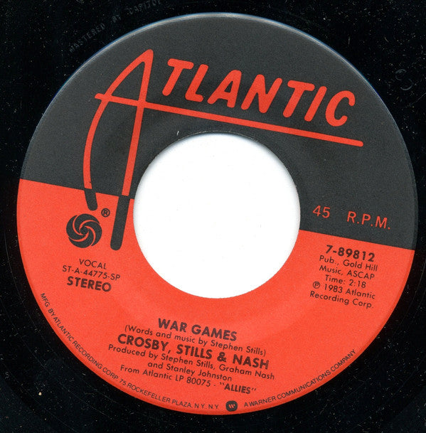 Crosby, Stills & Nash : War Games (7", Single, SP )