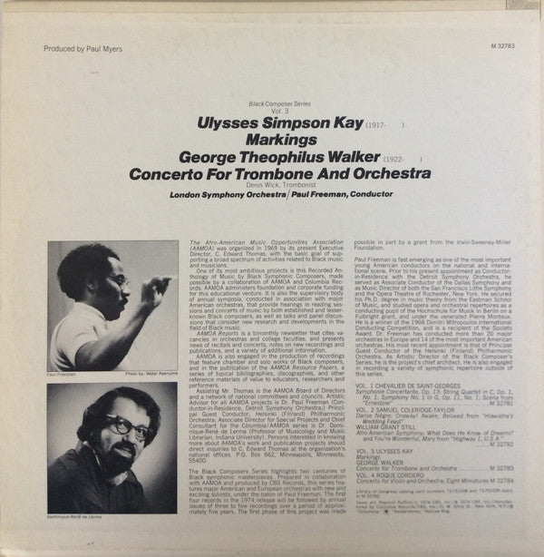 Ulysses Kay / George Walker (4) : Markings / Concerto For Trombone And Orchestra (LP, Album)