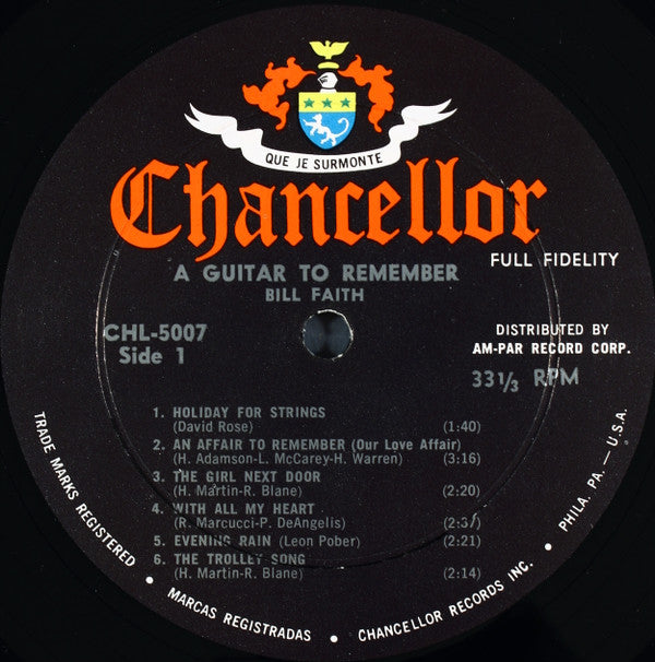 Bill Faith : A Guitar To Remember (LP, Album, Mono)