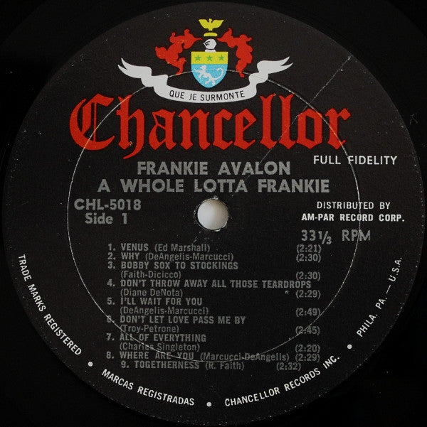 Frankie Avalon : A Whole Lotta Frankie (LP, Comp, Mono)