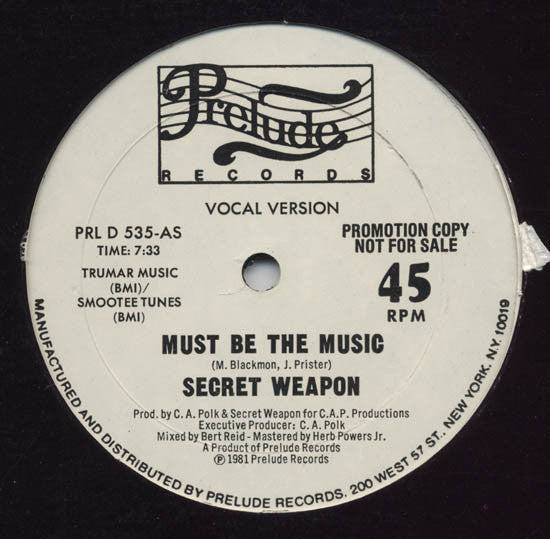 Secret Weapon (2) : Must Be The Music (12", Promo)