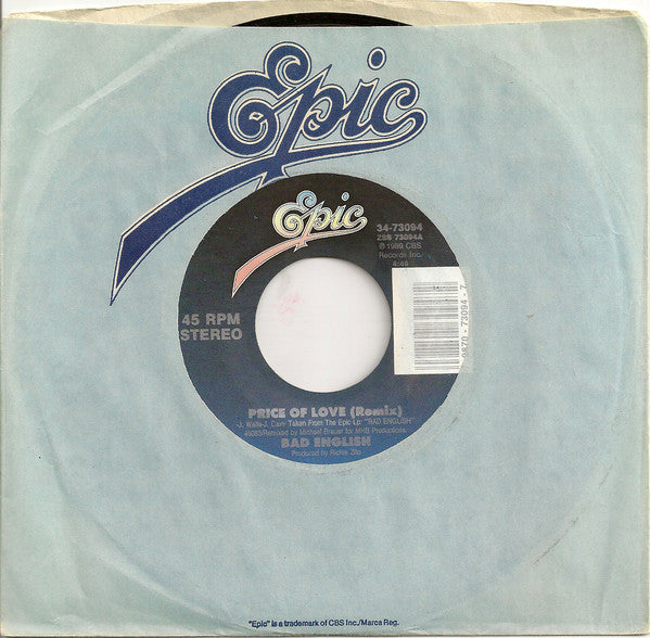 Bad English : Price Of Love (Remix) (7", Car)