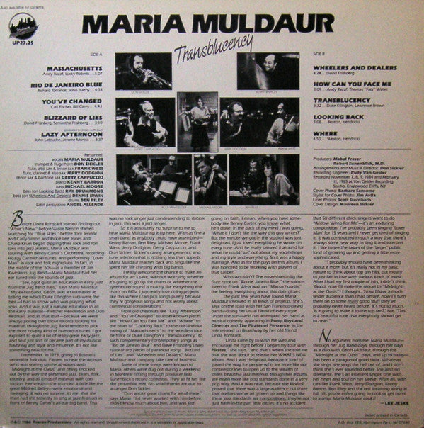 Maria Muldaur : Transblucency (LP, Album)