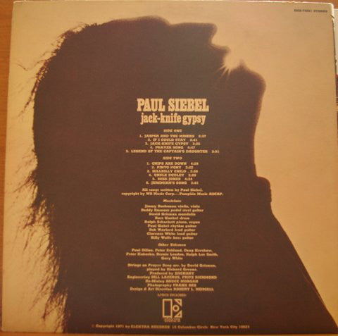 Paul Siebel : Jack-Knife Gypsy (LP, Album, Pit)