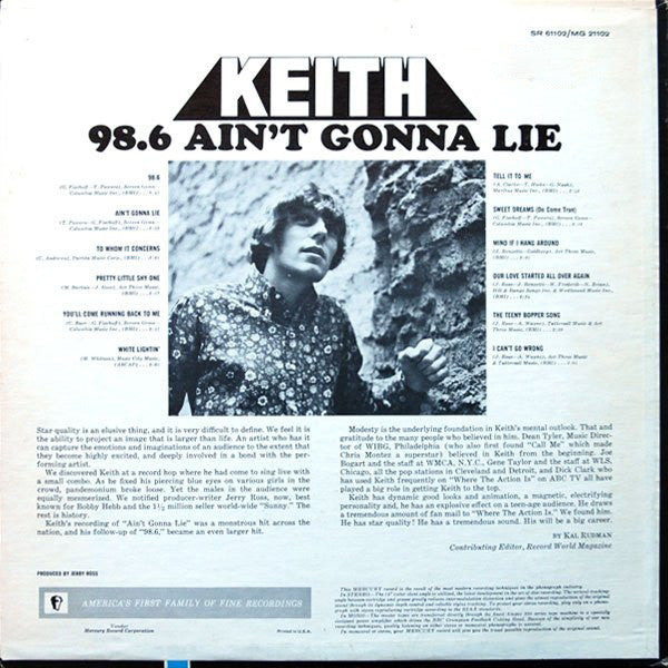 Keith (2) : 98.6 / Ain't Gonna Lie (LP, Album, Mono)