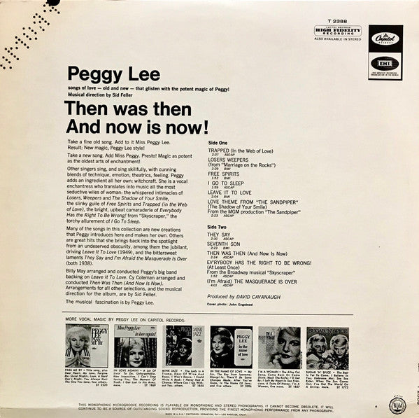 Peggy Lee : Then Was Then And Now Is Now (LP, Album)