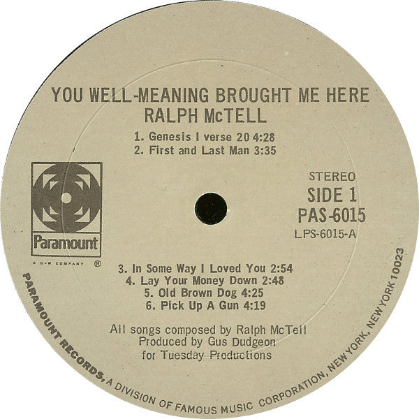 Ralph McTell : You Well-Meaning Brought Me Here (LP, Album, Gat)