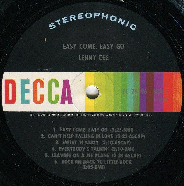 Lenny Dee (2) : Easy Come, Easy Go (LP, Album)