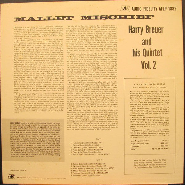 Harry Breuer And His Quintet : Mallet Mischief Vol.2 (LP, Album, Mono)