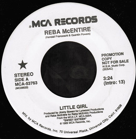 Reba McEntire : Little Girl (7", Single, Promo)