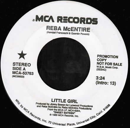 Reba McEntire : Little Girl (7", Single, Promo)