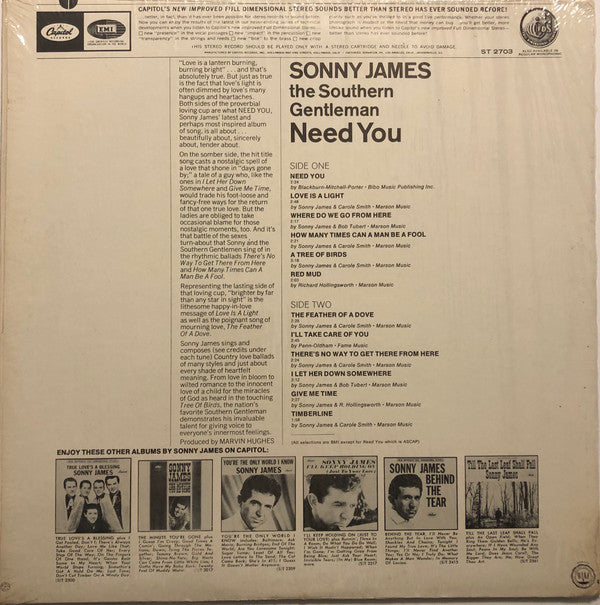 Sonny James And The Southern Gentlemen : Need You (LP, Album)