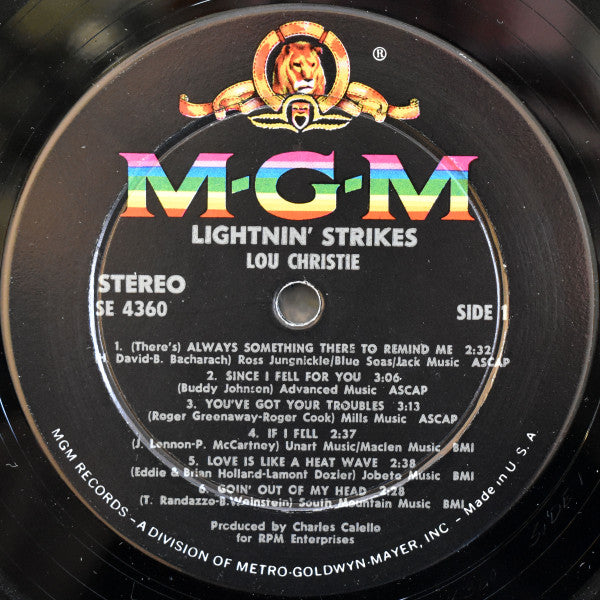 Lou Christie : Lightnin' Strikes (LP, Album, Wad)