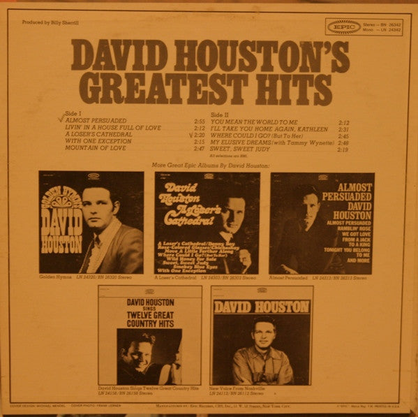 David Houston : David Houston's Greatest Hits (LP, Comp)