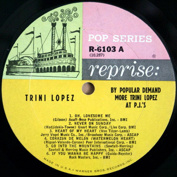 Trini Lopez : By Popular Demand More Trini Lopez At P.J.'s (LP, Album, Mono)