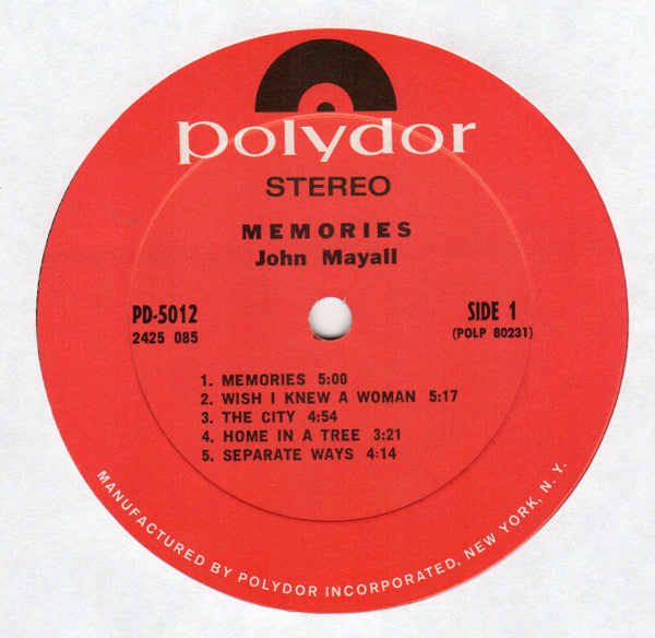 John Mayall • Jerry McGee • Larry Taylor : Memories (LP, Album, Pit)