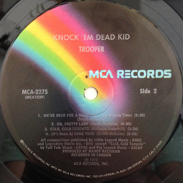 Trooper (4) : Knock 'Em Dead Kid (LP, Album, Pin)