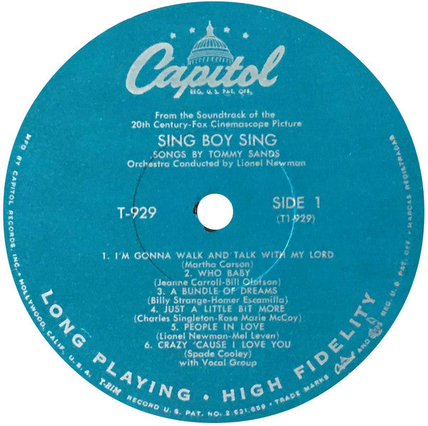 Tommy Sands : Sing Boy Sing (LP, Album, Mono)