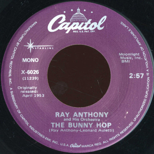 Ray Anthony & His Orchestra : The Bunny Hop (7", Single, Mono, RE)