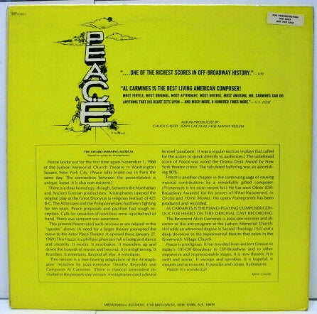Al Carmines : Peace - Original Cast Recording (LP, Album, Gat)
