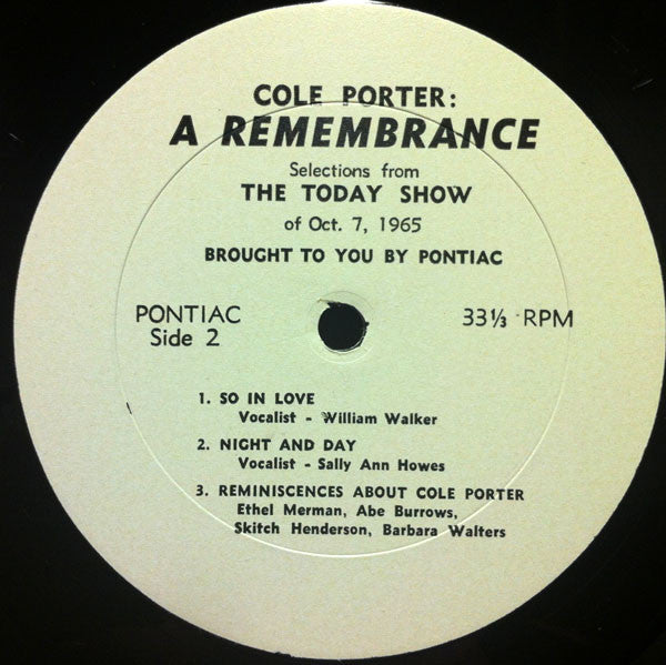 Various : Cole Porter:  A Remembrance (LP, Promo)