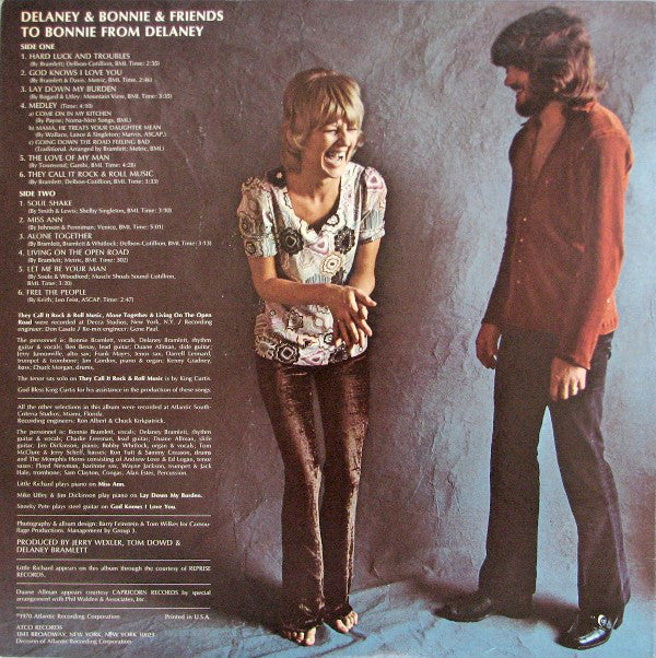 Delaney & Bonnie & Friends : To Bonnie From Delaney (LP, Album, CTH)