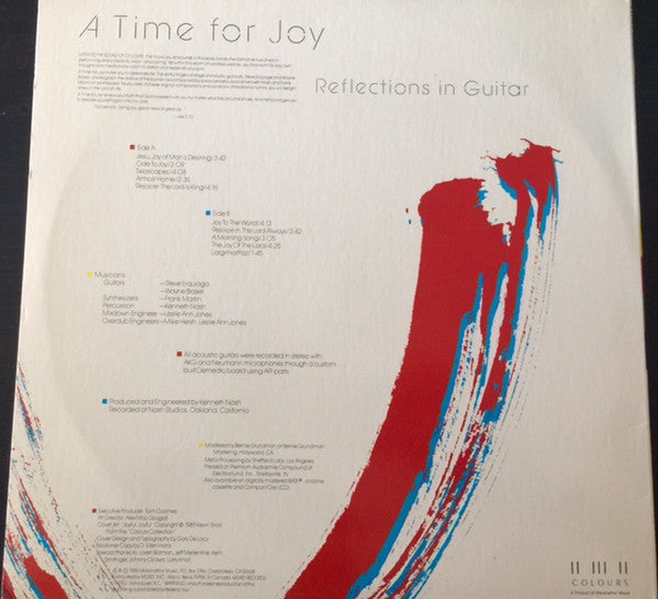 Steve Erquiaga / Wayne Brasel / Kenneth Nash : A Time For Joy (Reflections In Guitar) (LP, Album, EMW)