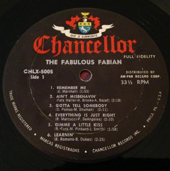 Fabian (6) : The Fabulous Fabian (LP, Album, Mono, Roc)