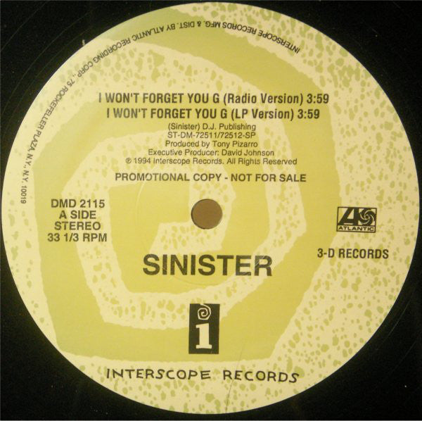 Sinister (6) : I Won't Forget You G (12", Promo)