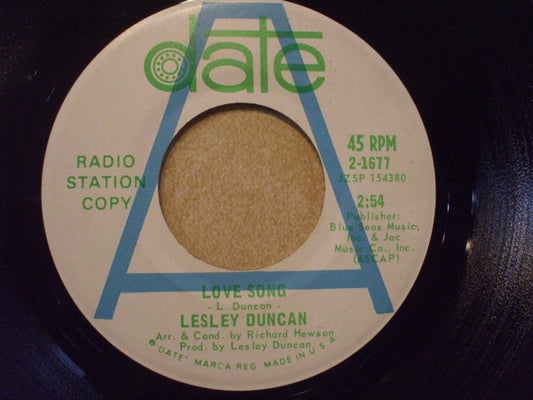 Lesley Duncan : Love Song (7", Promo, San)