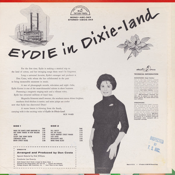 Eydie Gormé : Eydie In Dixie-Land (LP, Album, Mono)