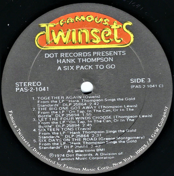 Hank Thompson : "A Six Pack To Go" (2xLP, Comp)