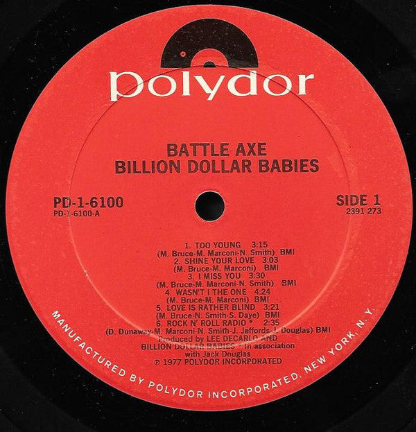 Billion Dollar Babies : Battle Axe (LP, Album, PRC)