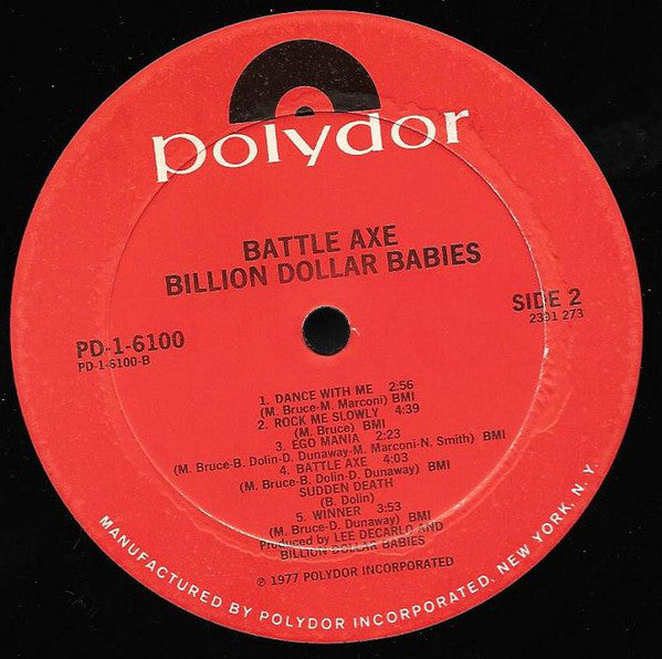 Billion Dollar Babies : Battle Axe (LP, Album, PRC)