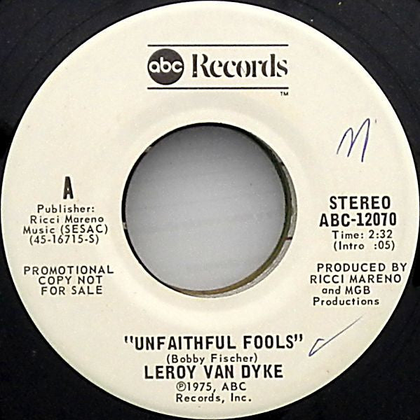 Leroy Van Dyke : Unfaithful Fools (7", Promo)