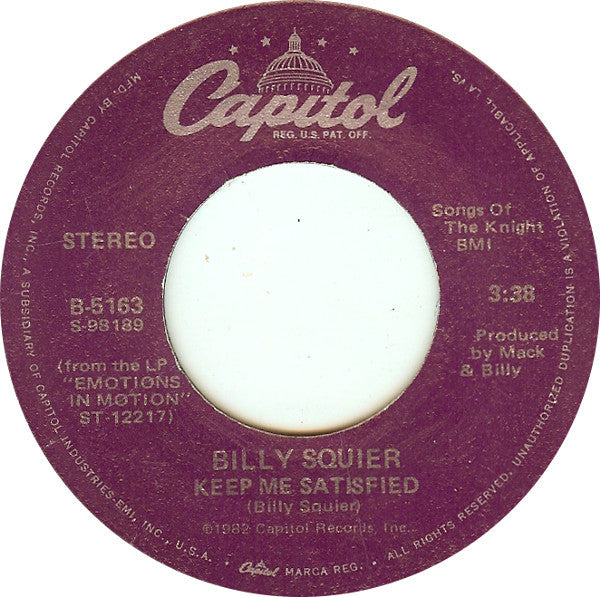 Billy Squier : Everybody Wants You (7", Single, Win)