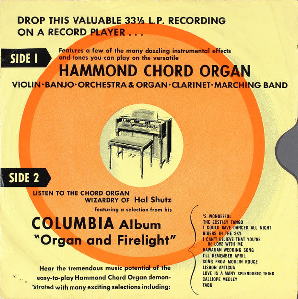 Hal Shutz : The Hammond Chord Organ (7", Mono, Styrene)