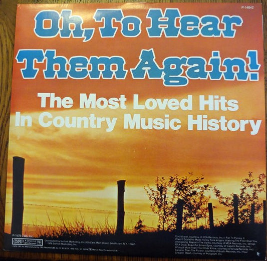 Various : "Oh, To Hear Them Again!" (LP, Comp)